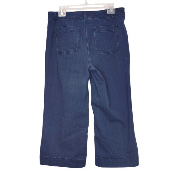 1822 Wide Leg Capri Denim Jean Dark Wash Big Pockets Mid Rise Womens Size 12 - Picture 2 of 6